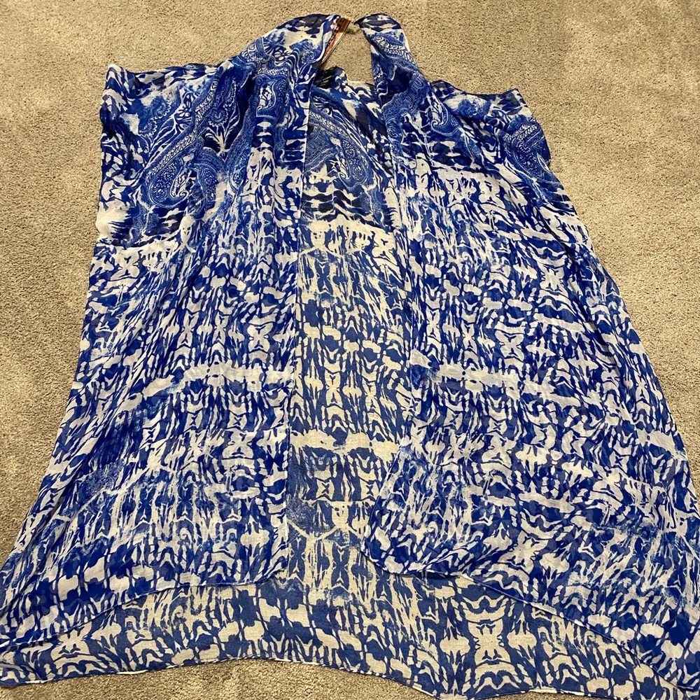 Express blue pattern sheer coverup